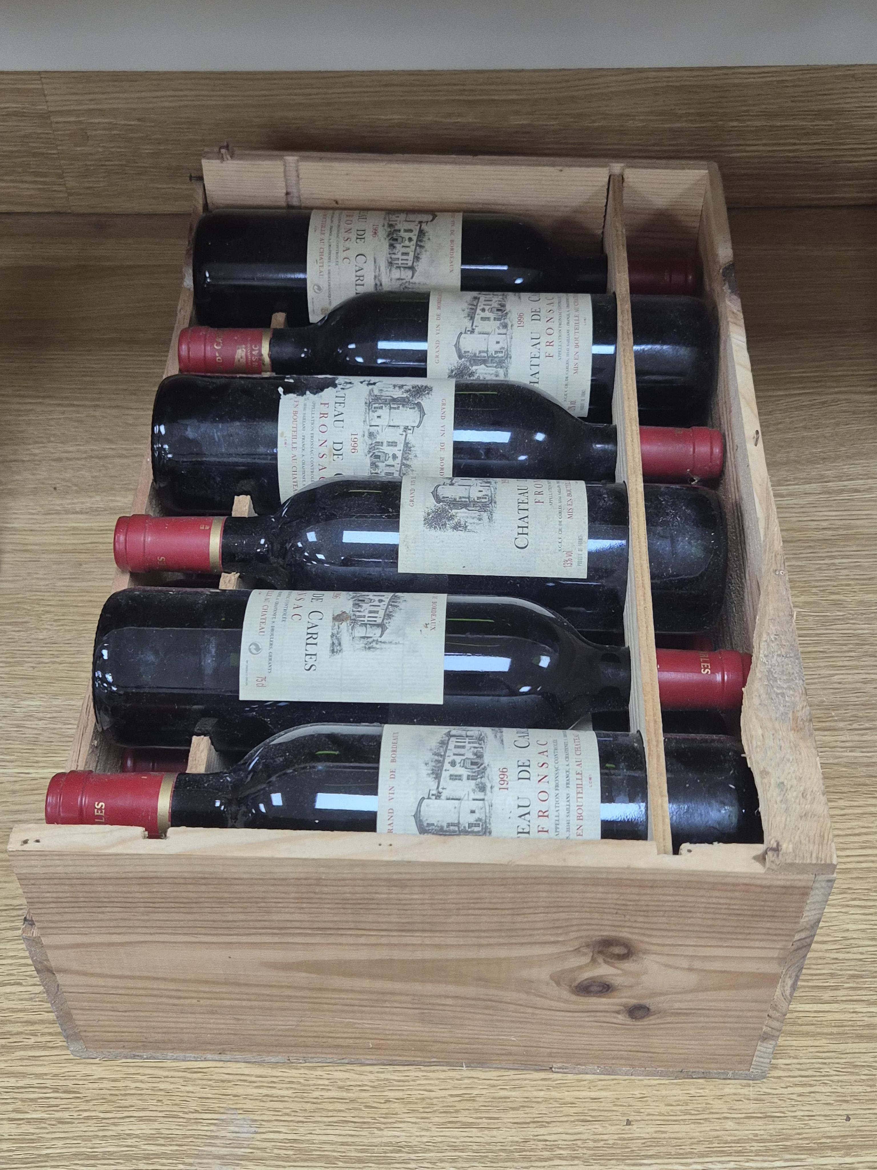 Chateau de Carles Fronsac, 1996, 12 bottles in original crate